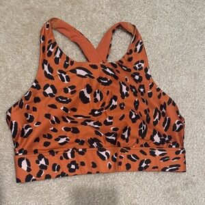 Fabletics Leopard Print Sports Bra - Orange and Black